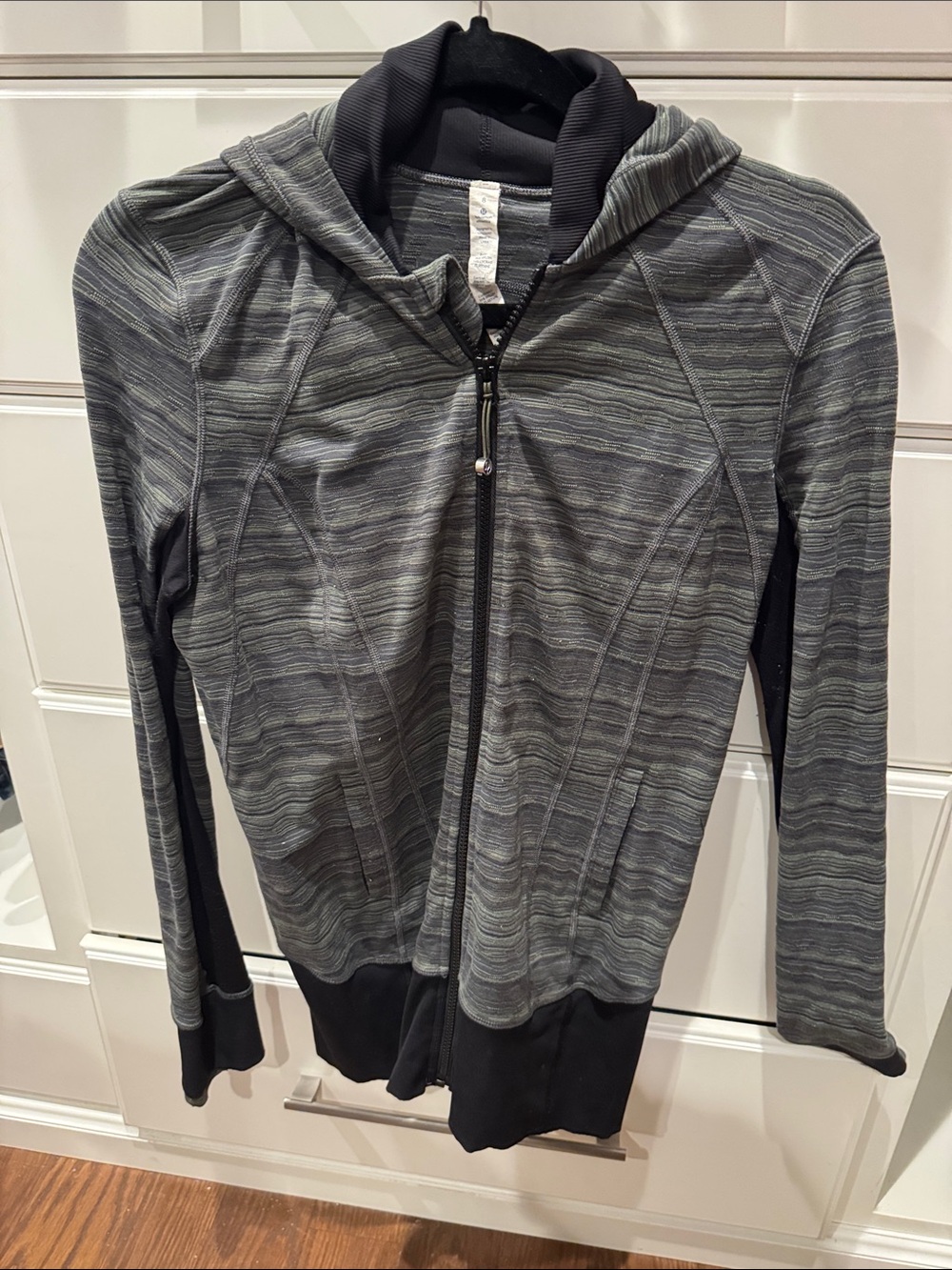 lululemon athletica Grey Striped Full-Zip Hooded Jacket